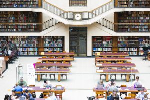 State libary of NSW with people studying and reading